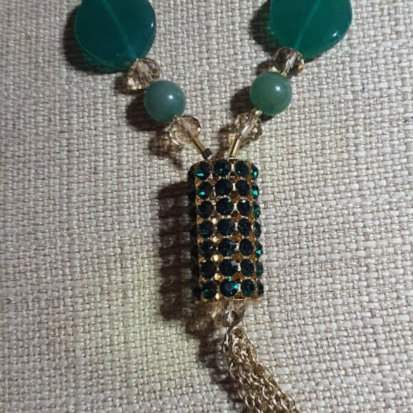 Unidentified Beautiful Glass ,Emerald and acrylic beaded Necklace - Picture 1 of 5